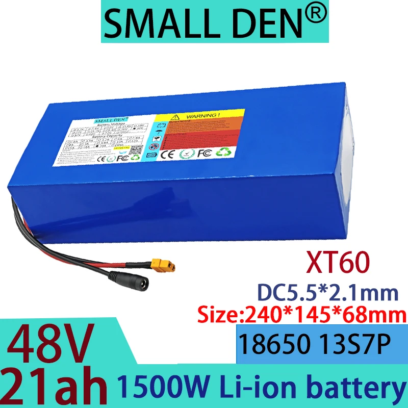 48V 21ah 18650 13S7P lithium-ion battery pack 1500W electric tool battery outdoor backup battery,with 30A+54.6V 2A 3A 5A charger