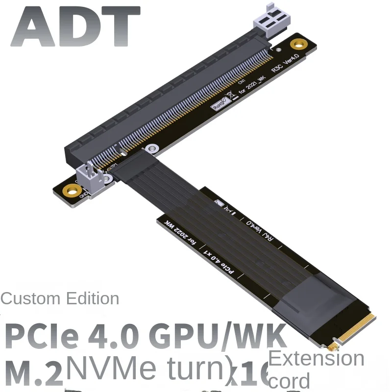 

2024 Новый удлинительный кабель для видеокарты без USB PCIe 4,0x16 к M.2 NVMe, совместимый с картой N, карта ADT
