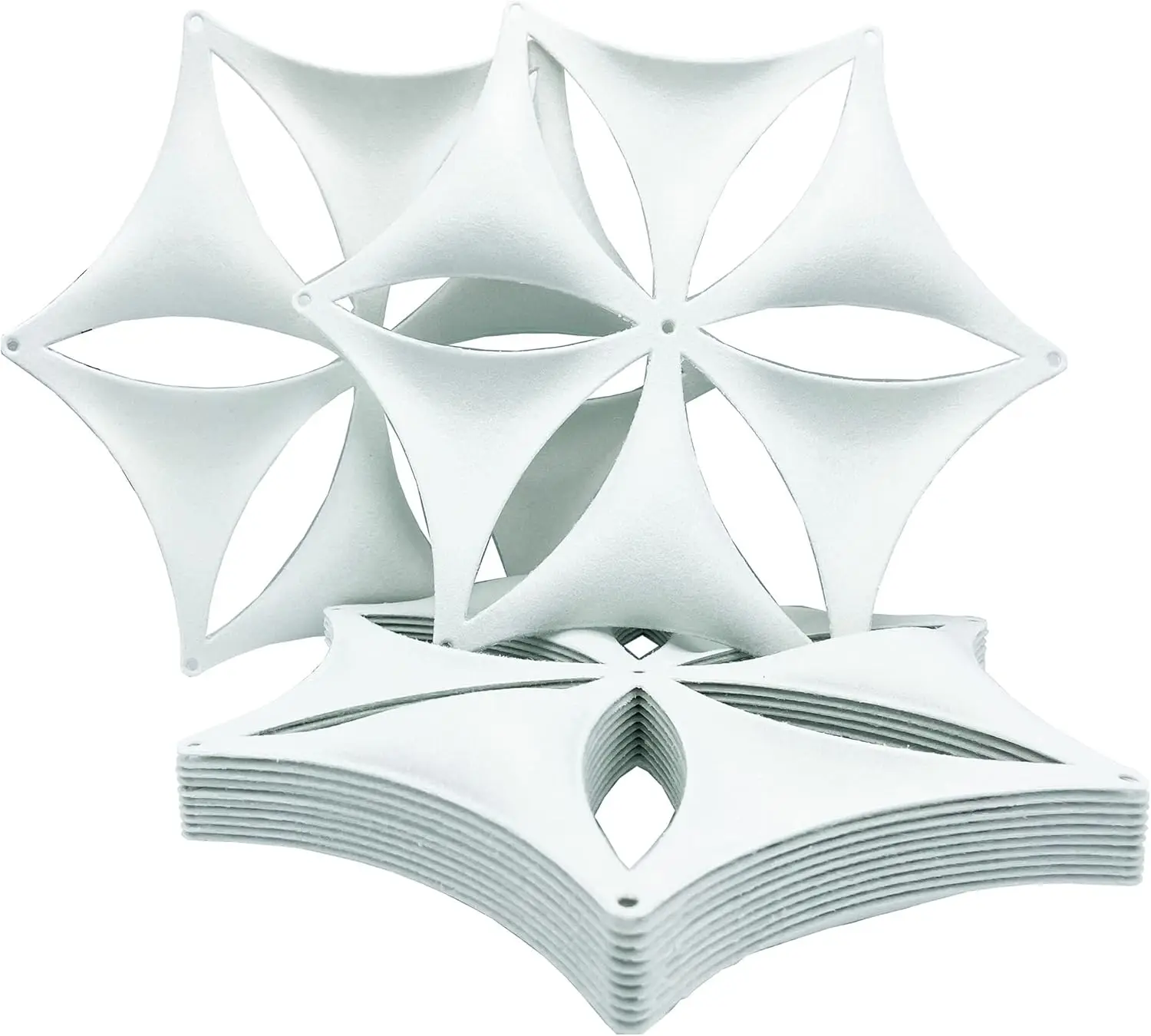 White 3D Flower Hanging Room Divider Panel, Felt Fiber Surface, High Density Polyester Board, 14"x12", 12 Pcs Home Decor