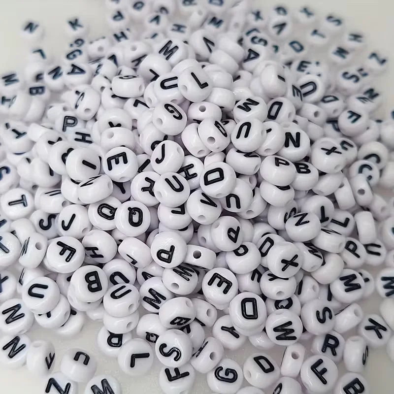 Perline con lettere 26 AZ per la creazione di gioielli, perline rotonde Vowel adatte per bracciali, collane, artigianato, perline per la creazione di gioielli