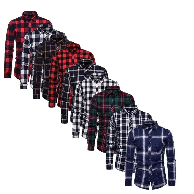 

Мужская повседневная рубашка с длинным рукавом и принтом в клетку, 7 цветов, весна 2026, из других материалов, 100% комфортный женский свитер