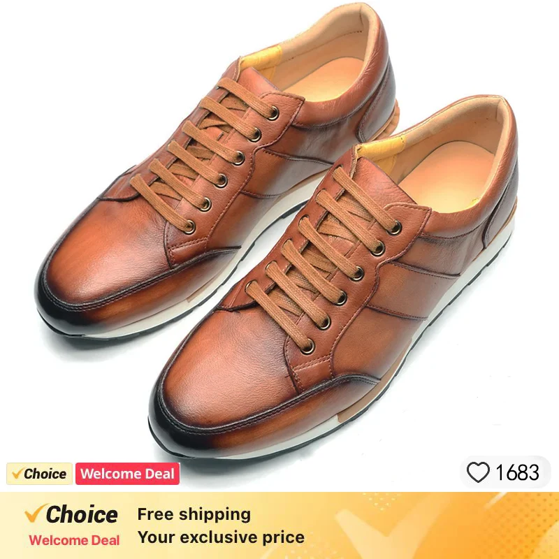 

Italian luxury men's casual leather shoes, fashionable lace up business men's formal shoes, outdoor leather sports shoes for men