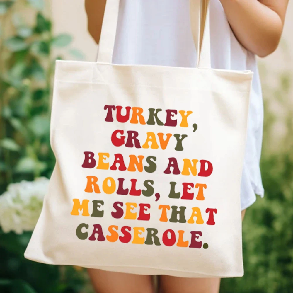 Turkey Gravy Beans and Rolls Let Me See That Casserole Tote Bags Thanksgiving Turkey Gravy Women's Handbags Fall Women's Handbag