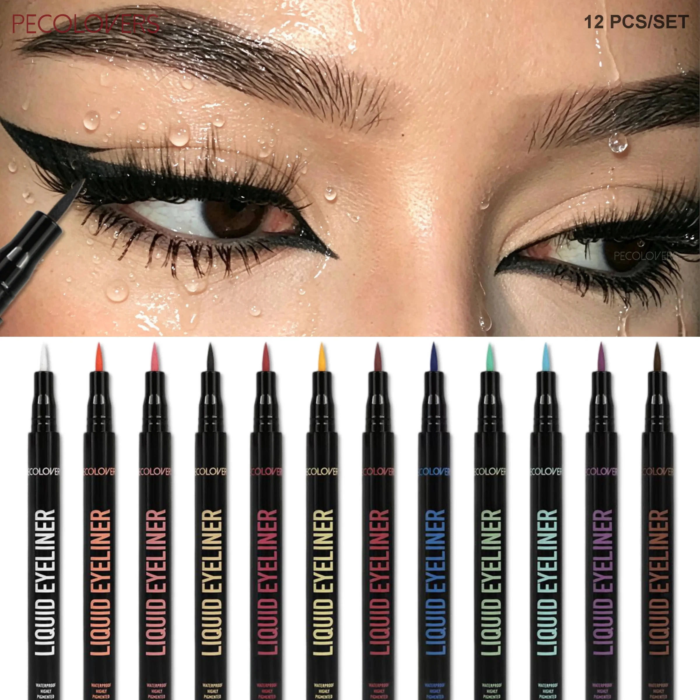 12 Pcs Vibrant Colors Matte Eyeliner Pen Set, High Color Rendening, Used As Eyeliner and Eyeshadow, Eye-catching Eye Makeup