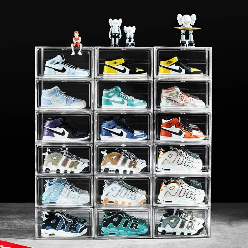 

Larger and Thicker Magnetic Transparent Side-opening Acrylic Shoe Box That Can Be Stacked with A Sneaker Storage Box Organizer