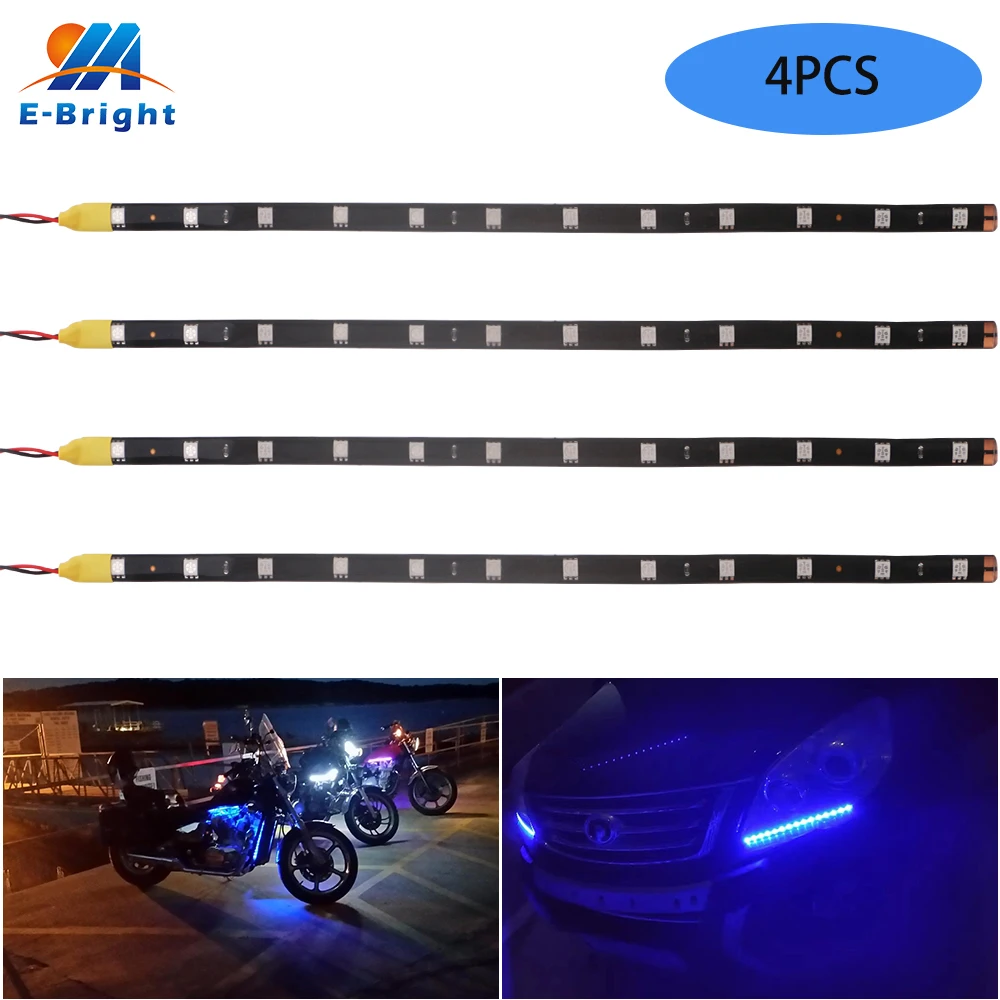 

4PCS Neon Flexible Led Strip Light 30CM 12in Underglow Accent Light for Car Motorcycle Scooter Boat Marine Bike Golf Cart Lights