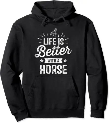 Polarshe Life Is Better With A Horse Lover Animal Gift Unisex Hooded Sweatshirt