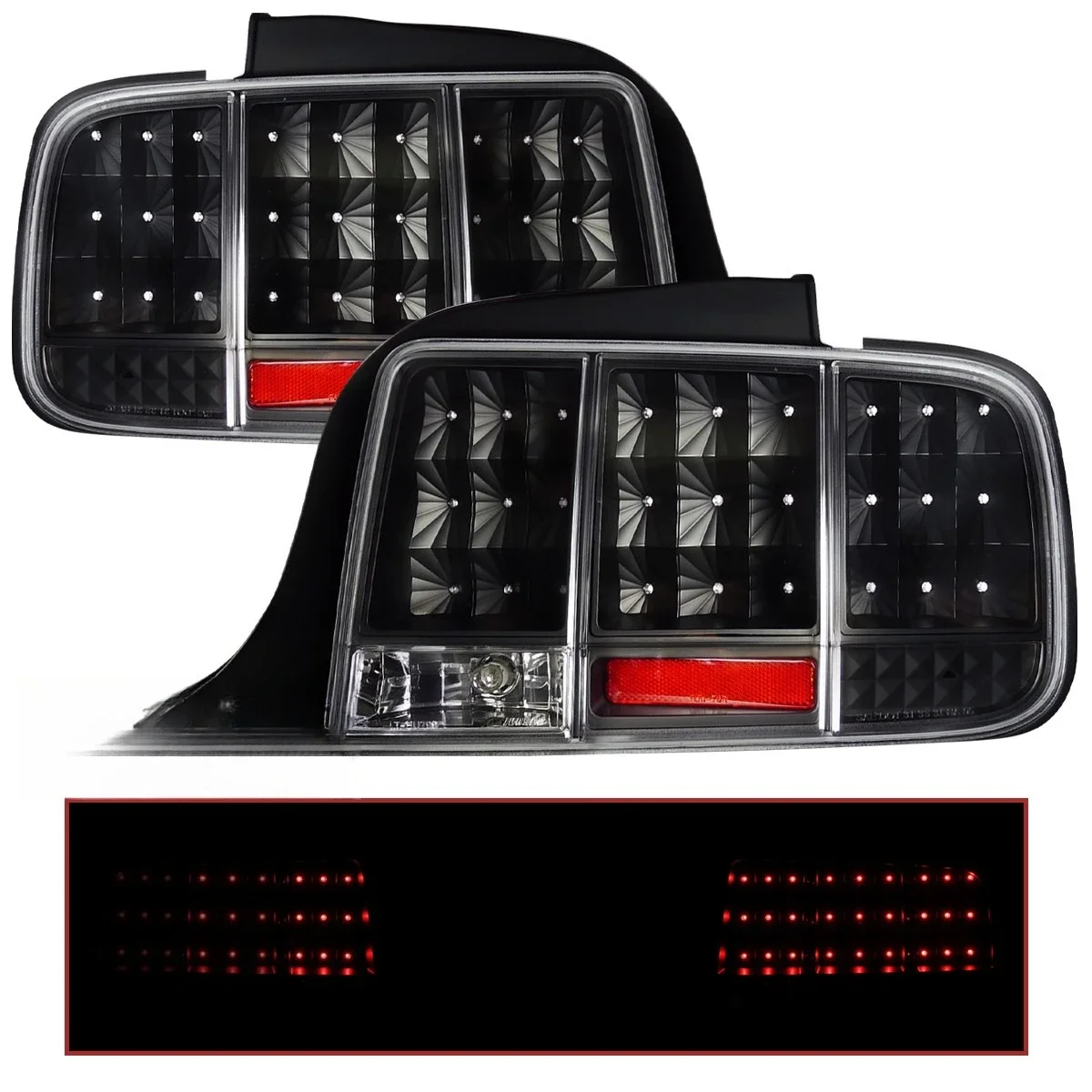 

Black Tail Lights Fits 2005-2009 Ford Mustang LED Sequential Signal Lamps LH RH