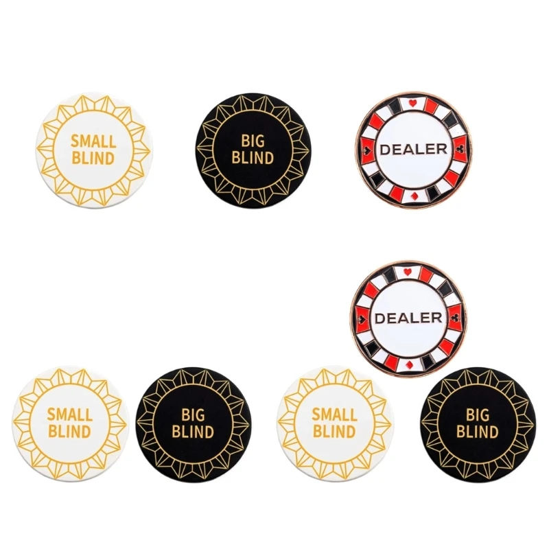 Professional Game Dealer Button Set for Gambling Cards Game Metal Small Blind, Big Blind, Dealer Puck Buttons