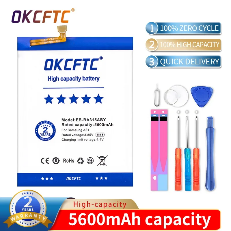 OKCFTC Orginal EB-BA315ABY 5900mAh Battery For Samsung Galaxy A31 2020 Edition SM-A315F/DS SM-A315G/DS Batteries+Tools Send gift