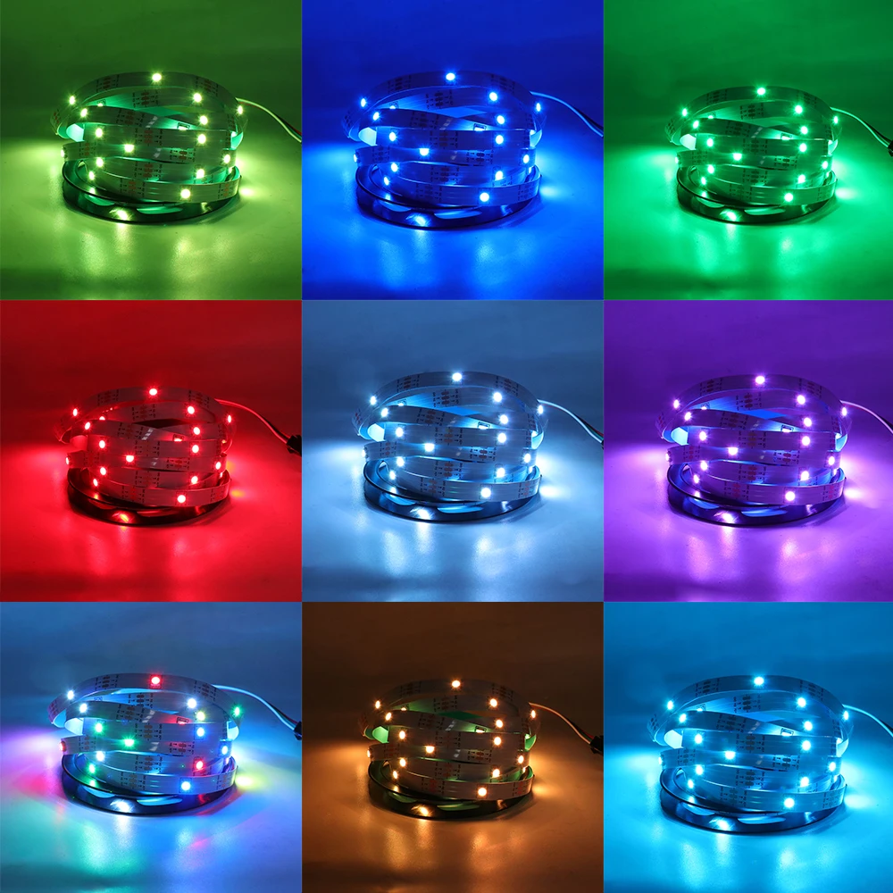 DC 5V WS2812B Addressable RGB Led Strip Bluetooth/IR Control Flexible Lamp Ribbon Diode Tape TV Desktop Screen Backlight 1M-5M