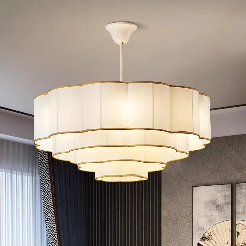 

Chandelier Hotel Banquet Hall Living Room Restaurant Fabric Auspicious Cloud Lighting Fixtures Ceiling Chandelier Pendant Light