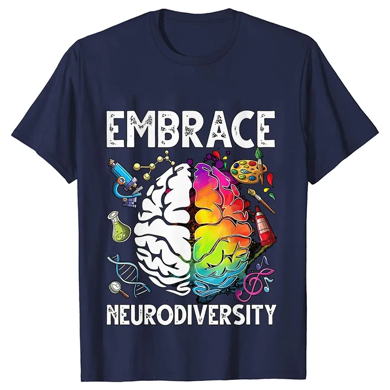 T-shirts Short Sleeve Plus Size T Shirt Women Tee Clothes Embrace Neurodiversity Shirt for Women Autism Awareness Mom Graphic