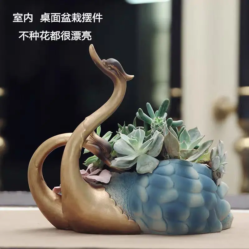 Nordic Style Ceramic Swan Planters Flowerpot Succulent Plants Flower Pot for Garden Decoration Balcony Outdoor Decor