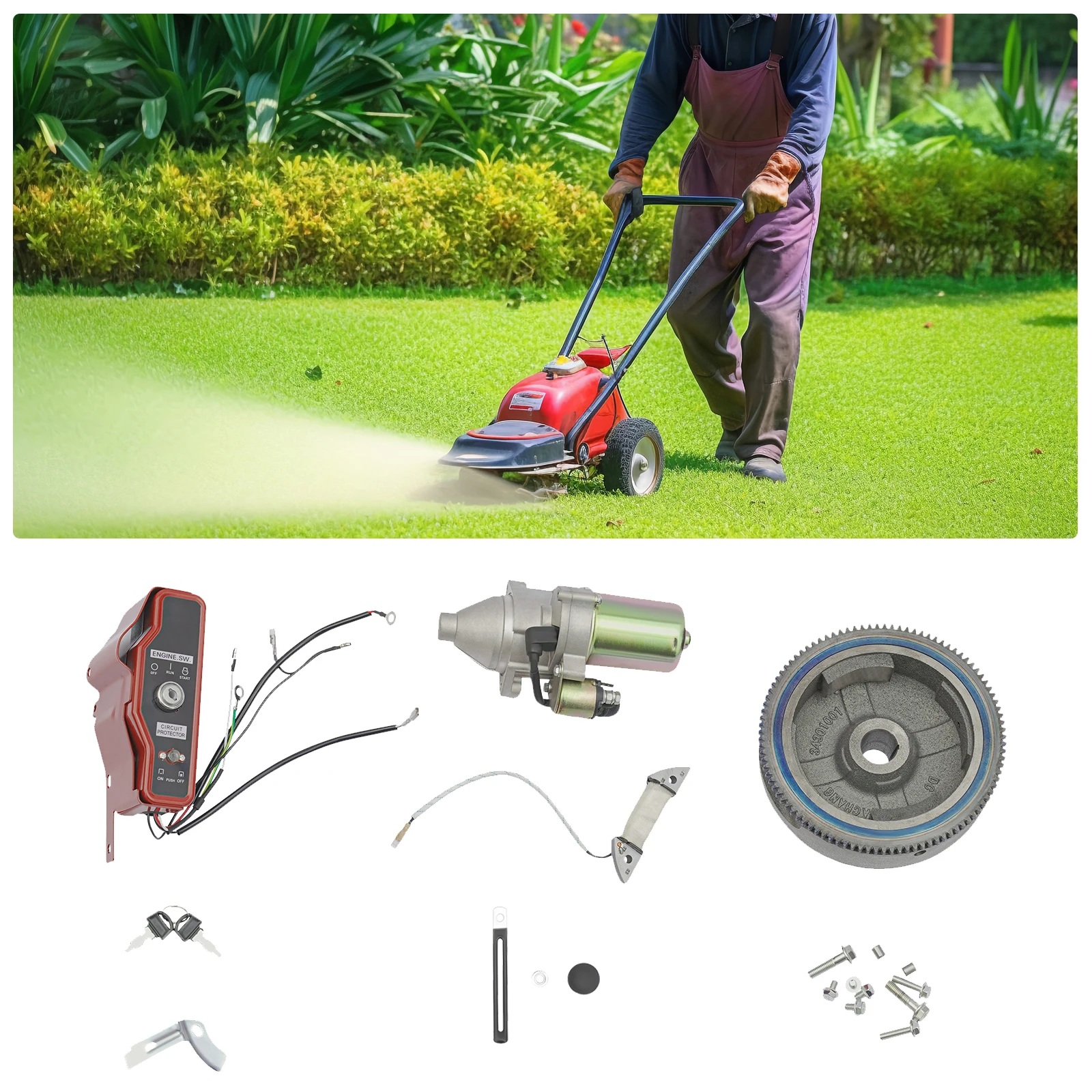 

Комплект электрического запуска Стартер с электромагнитным маховиком и комплектом стартера для замены ручного запуска на электрический запуск