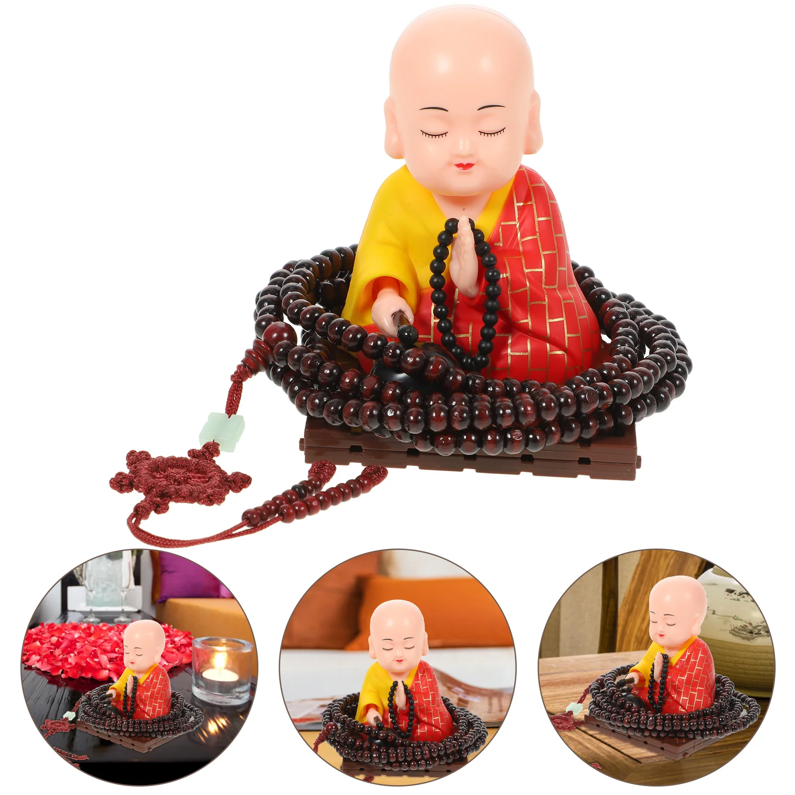 Hars Kleine Monnik Ornament voor Thuis Auto Dashboard Decoratief Bureau Tuin Accessoire Lucky Boeddha Kralen Spirituele Decoratie