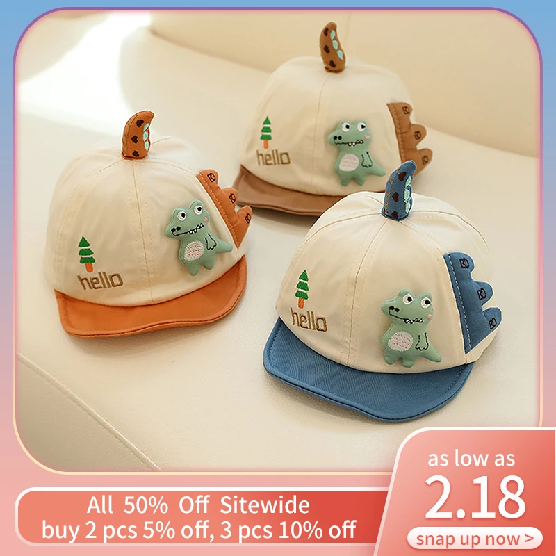 

Детская кепка Hello Dinosaur, милая мультяшная детская шапка с утиным языком, бейсбольные кепки с короткими полями для мальчиков и девочек, детские солнцезащитные козырьки