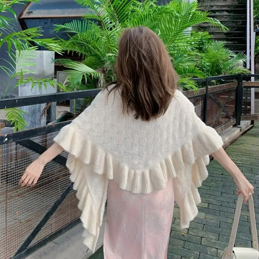 جديد دافئ الكشكشة شال غير النظامية سميكة الكتف أعلى سترة غير رسمية وشاح شال الخريف الشتاء #5