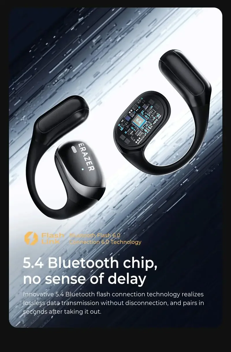 Original ERAZER X9 Drahtlose Kopfhörer OWS HiFi Stereo Sport Offene Bluetooth Kopfhörer mit Mikrofon Anruf Rauschunterdrückung Wasserdicht – Detail 9