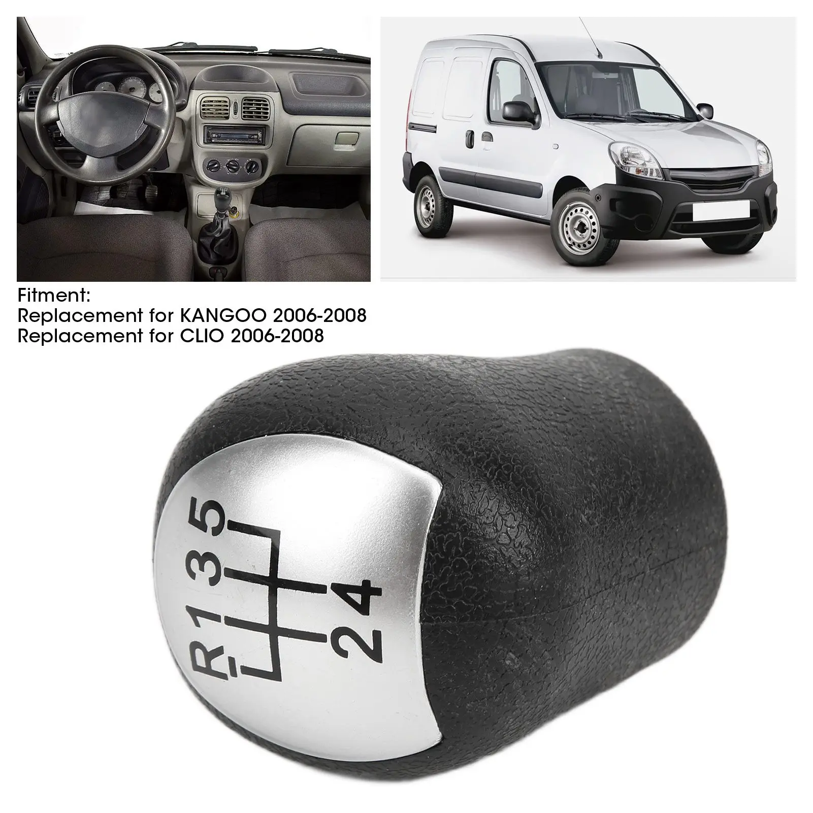 For Renault Kangoo Clio 2006-2008 ABS Car Gear Shift Knob Lever Shifter Stick 5 Gear Manual Shift Knob