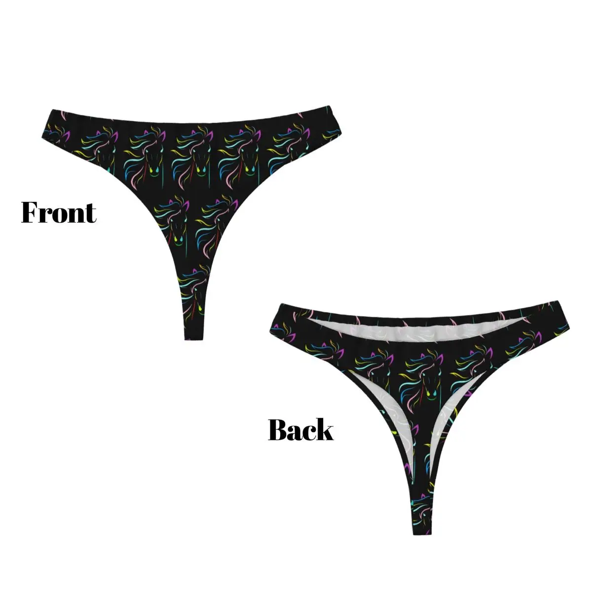 Custom Magical Horse G-string Panties Breathable Women Stretch Thongs Comfort Underwear