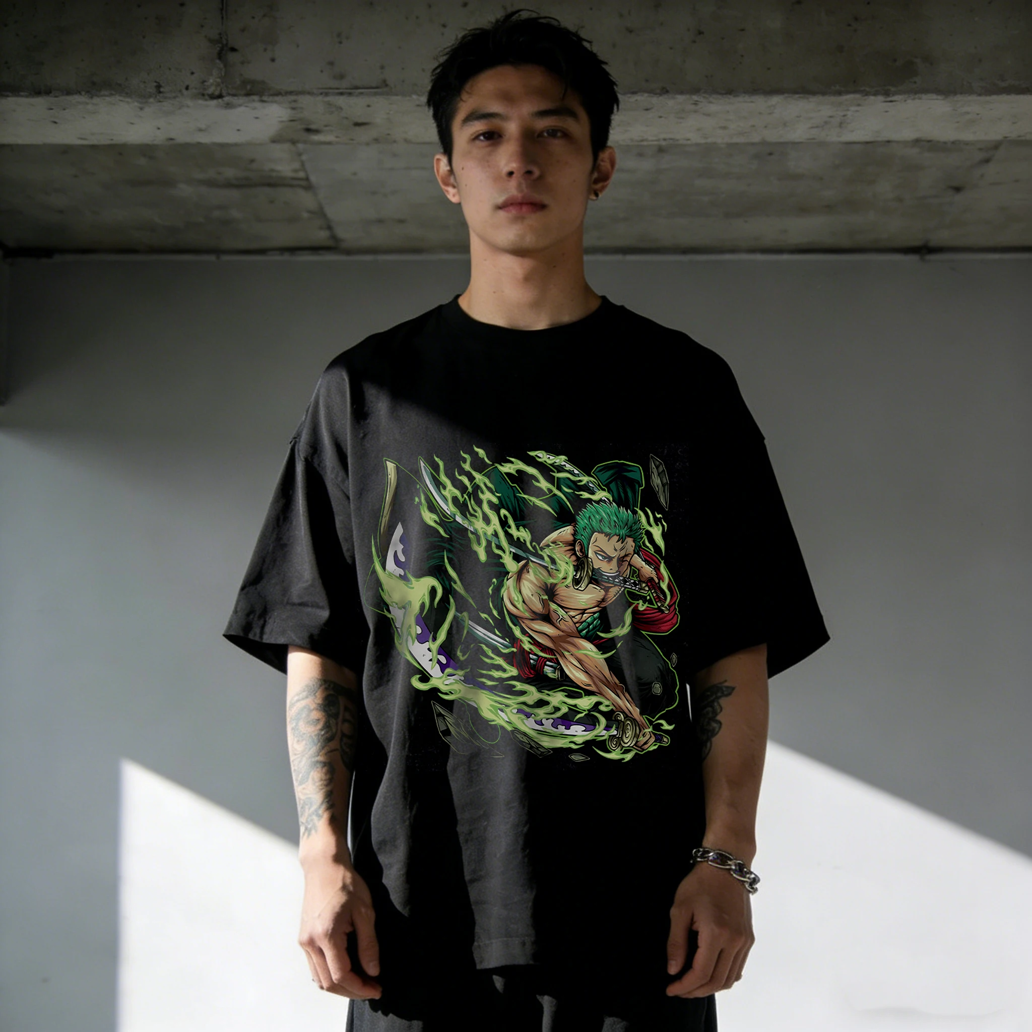 تي شيرت قطني للرجال والنساء من قطعة واحدة تي شيرت رورونوا زورو صيفي أنيمي تي شيرت 2026 صيفي بأكمام قصيرة ملابس هاراجوكو Y2K ملابس الشارع الشهير