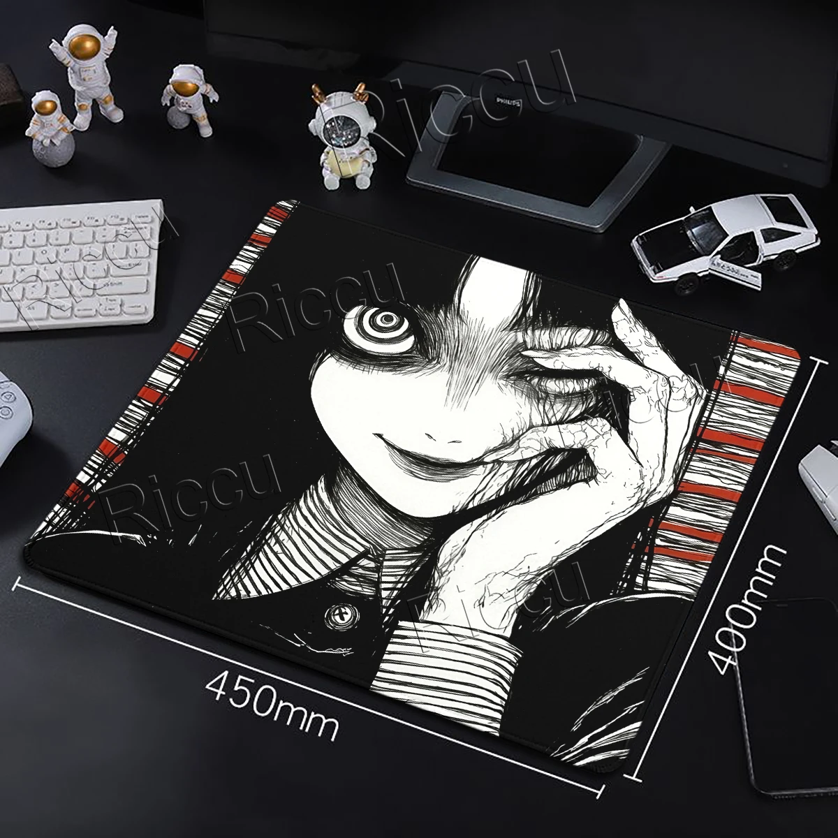 Black and White Horror Anime Girl Mouse Pad Gaming Keyboard Deskpad Gamer Laptop Mousepad PC Game Accessories E-Sports XS Carpet