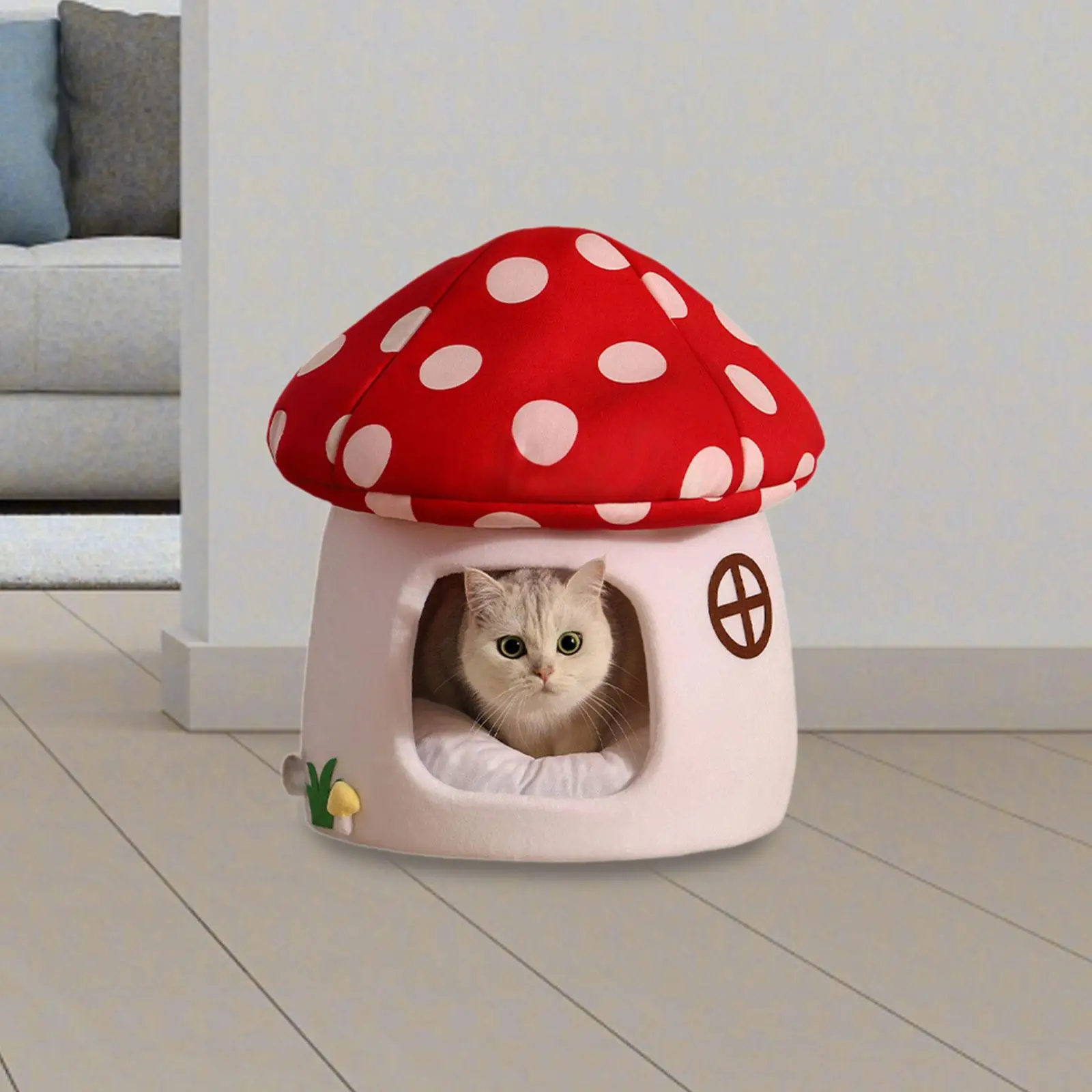 

Cat House Cartoon Pet Nest Cat and Dog Nest Furniture Indoor Multipurpose Mushroom Shaped for Cats Small Pets Dogs Supplies