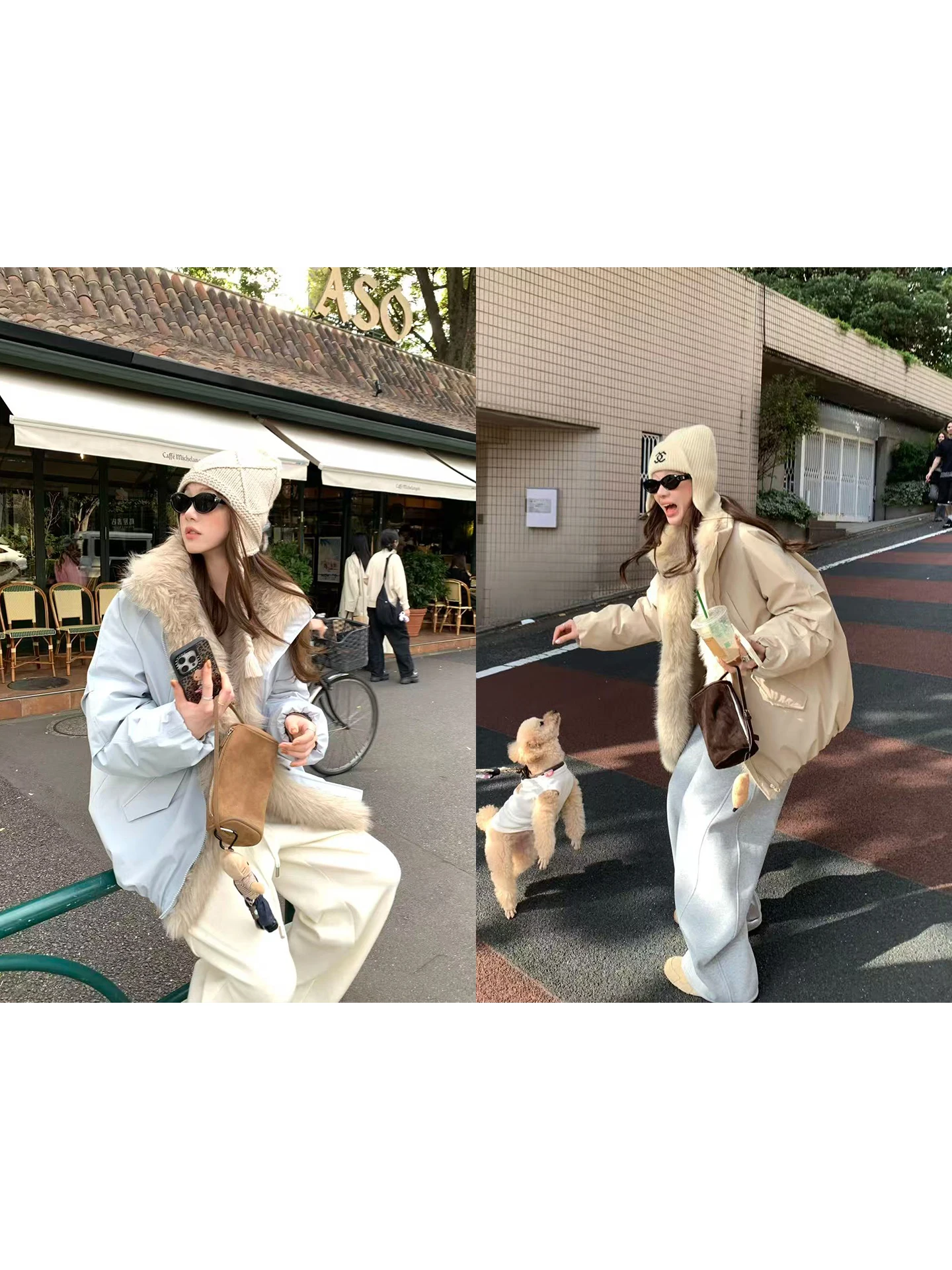 

Imxiang Iceland Diary Tee-in-One Featherdown Parka Women's down Jaet with Fur Collar Casual Loose Fit Warm And Sli