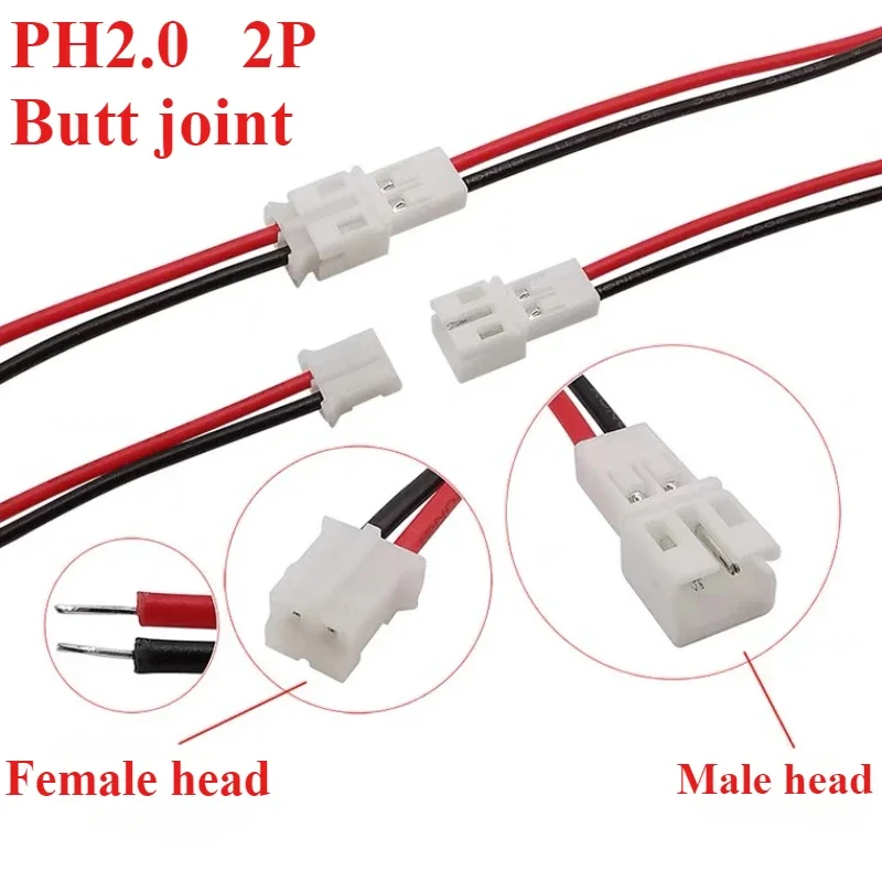 20CM JST PH 2.0 2.0mm Pitch 2 Pin Male Female Cable Connector Micro JST PH 2P Plug Jack Socket Terminals Wire Cables Connectors