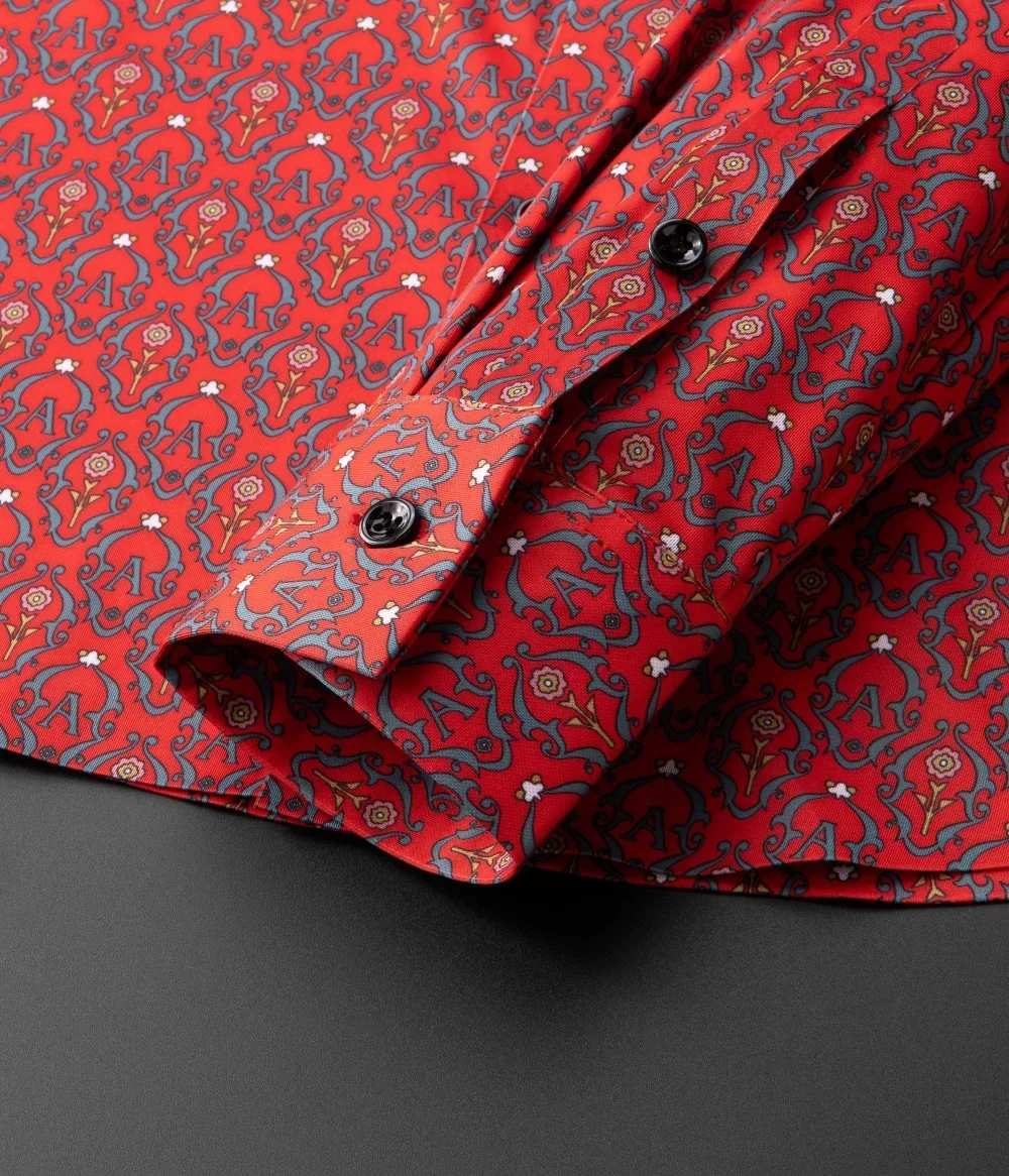 2024 Autumn Long Sleeve Flower Shirt Men Slim Fit Elastic Comfortable Business Casual Shirt Social Party Luxury Men Clothing