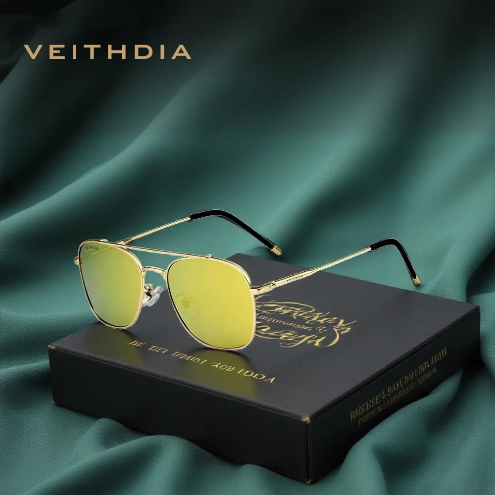 

Солнцезащитные очки VEITHDIA с цветной пленкой, поляризационные, UV400, с антибликовыми линзами, в оправе из сплава, очки для мужчин и женщин V038T20