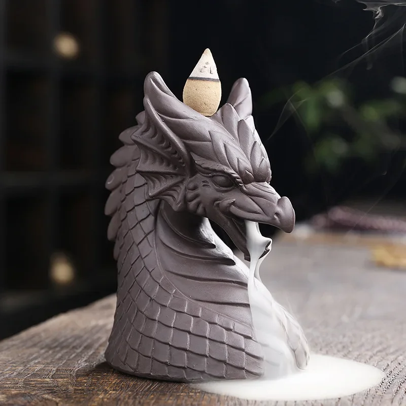 

Creative Wing Head Waterfall Purple Sand Backflow Incense Burner Ornament Bedroom Home Yoga Decoration Crafts(Without Incense)