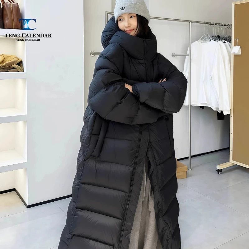 Jaqueta Octopus Hat Cloud Puff, popular ultraleve e grossa até o tornozelo 90 jaqueta de penas de ganso branco, novo modelo feminino 2025