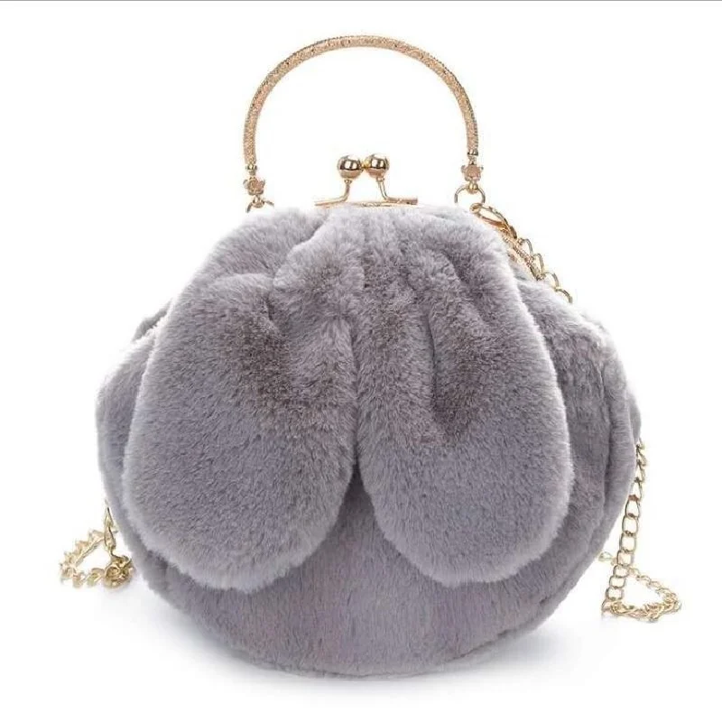 Borse moda inverno borsa a tracolla simpatico coniglio morbido caldo borse di pelliccia catena femminile Messenger borsa del telefono borse cartelle