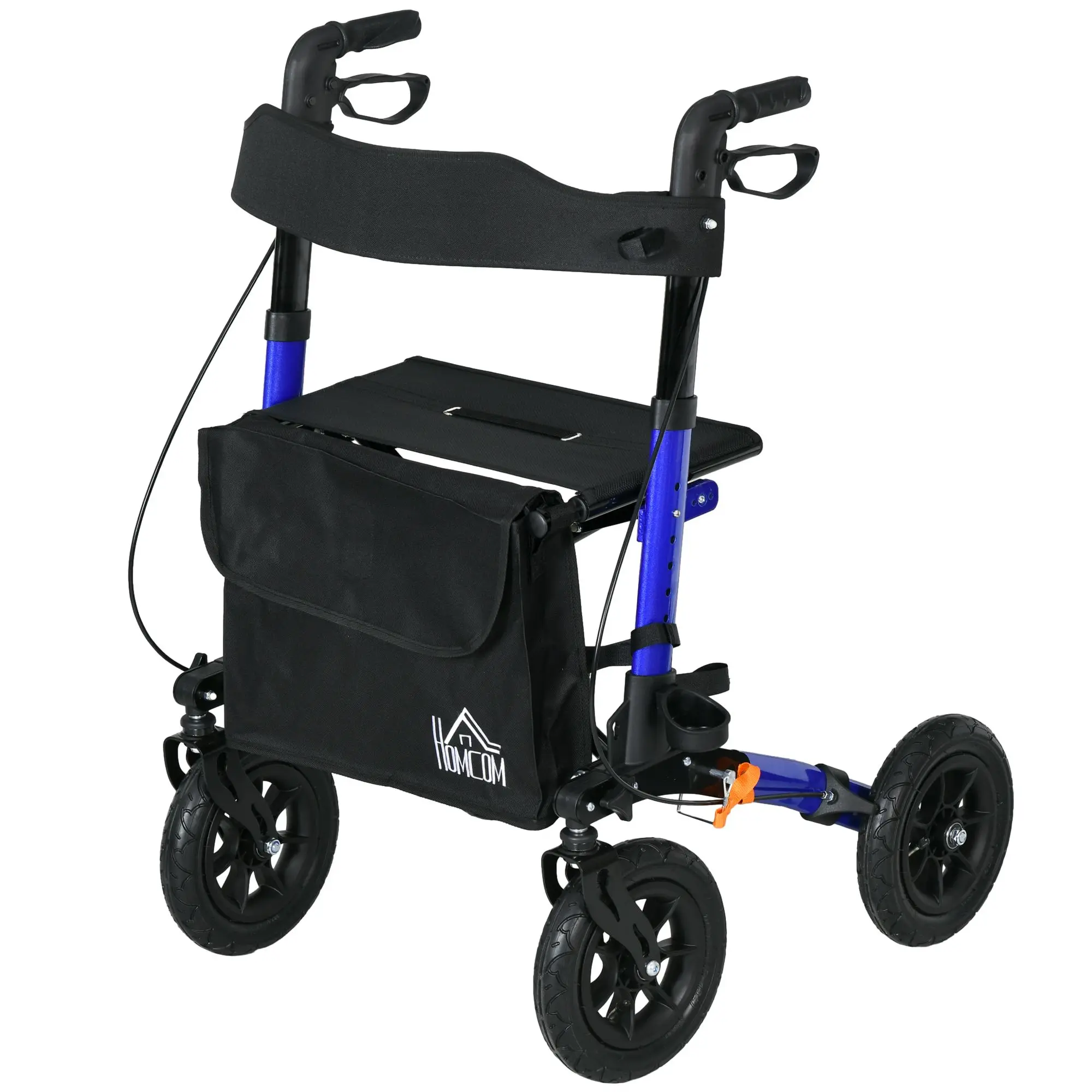 

For Advanced Rollator Walker for Seniors Seat & Rubber Wheels Lightweight Aluminum Adjustable Handle & Storage Bag Blue