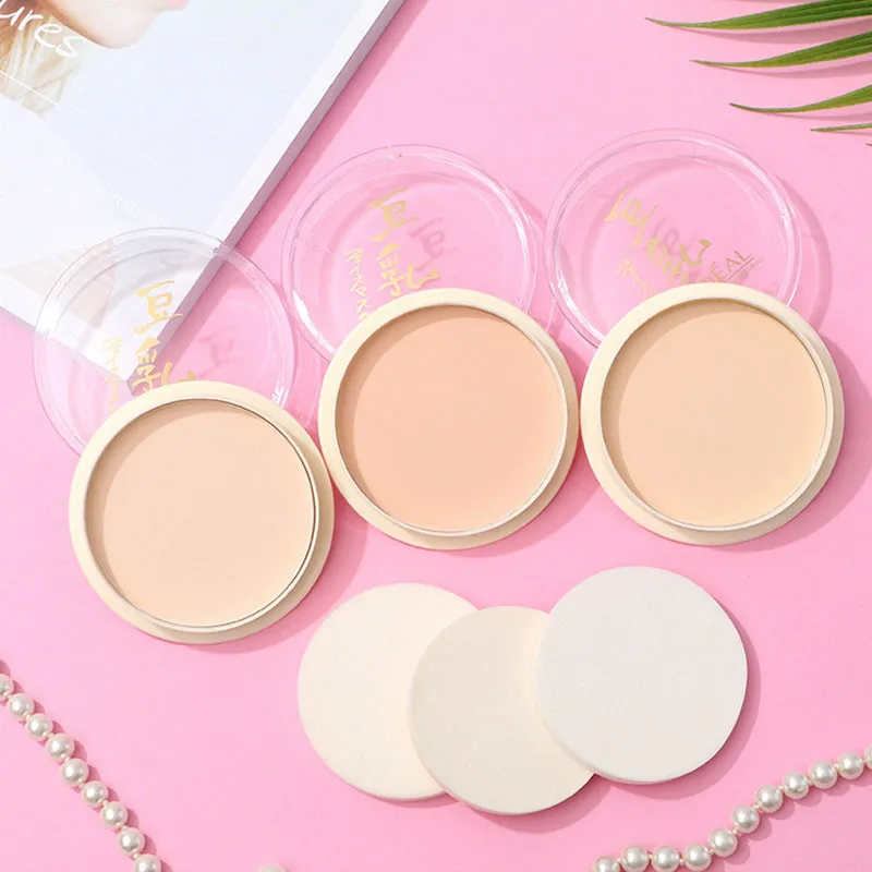 Pressed Powder Transparent White Brighten Oil Control Concealer Lasting Natural Face Makeup Setting Powder Waterproof Cosmetic