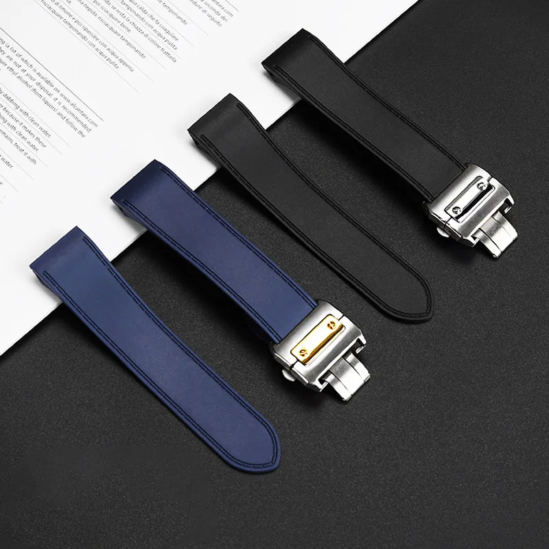 For Cartier Santos100 waterproof rubber watch strap accessories men's silicone wristband 23mm 25mm bracelet accessorie watchband