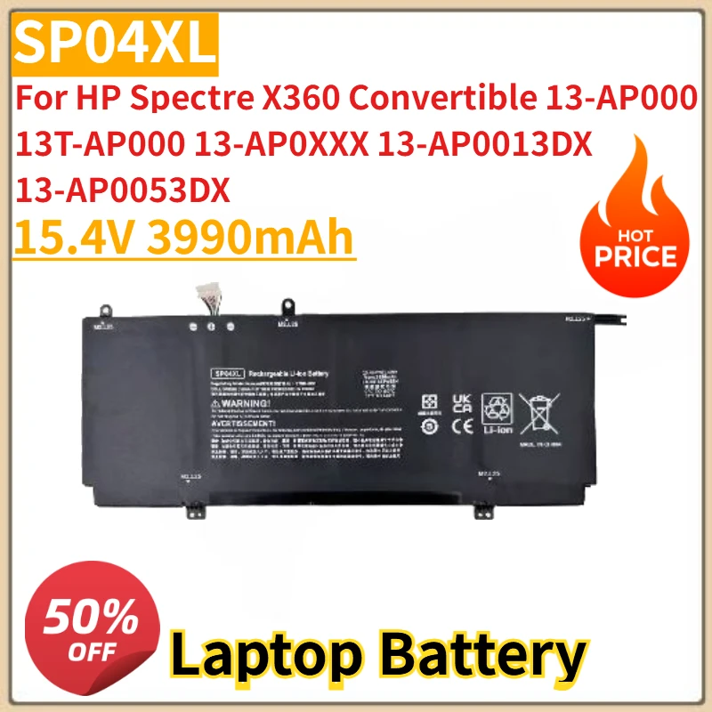 

New SP04XL Laptop Battery 15.4V 3990mAh for HP Spectre X360 Convertible 13-AP000 13T-AP000 13-AP0XXX 13-AP0013DX 13-AP0053DX