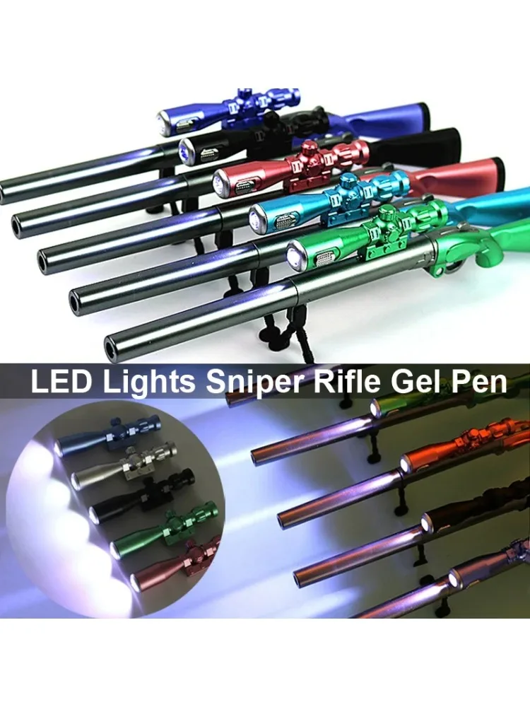 Lumière LED créative fusil de Sniper modélisation Gel stylo armes noir recharge 0.38mm enfants cadeau jouets papeterie fournitures scolaires