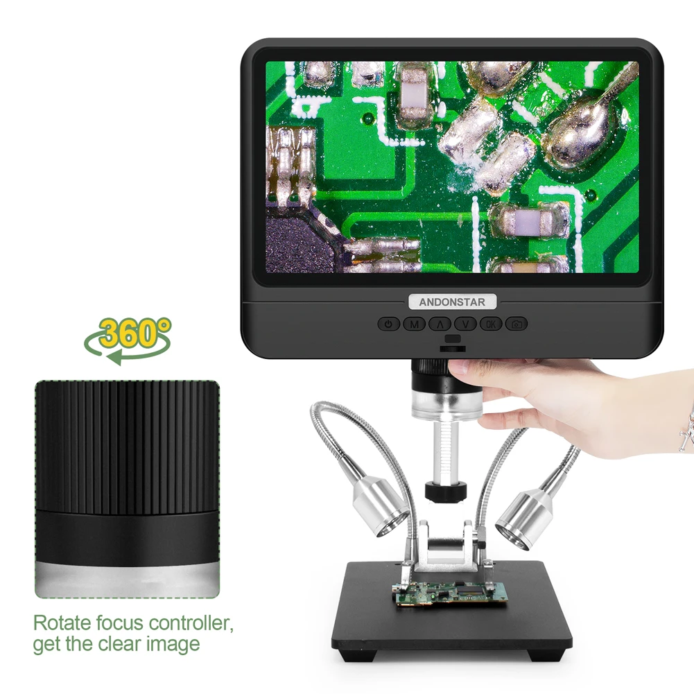Andonstar-microscópio Digital Ajustável para Solda Display Lcd Preto 1080p 85 Ferramentas Ad208 Solda