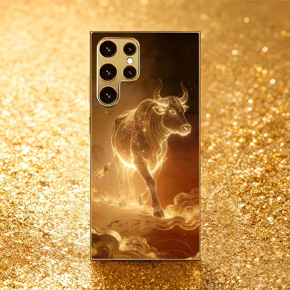 Gold phone case deity Noble PhoneCase Electroplating Glass PhoneCase for Samsung Galaxy S26 S25 S24 S23 S22 S21 FE,Ultra,Plus