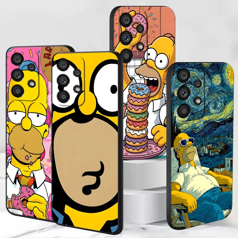 Homer Simpson Cartoon Case for Samsung Galaxy A30s A10 A10s A20 A20s A70s A06 A9 A40 A7 A8 A04s Black TPU Frosted Phone Cover