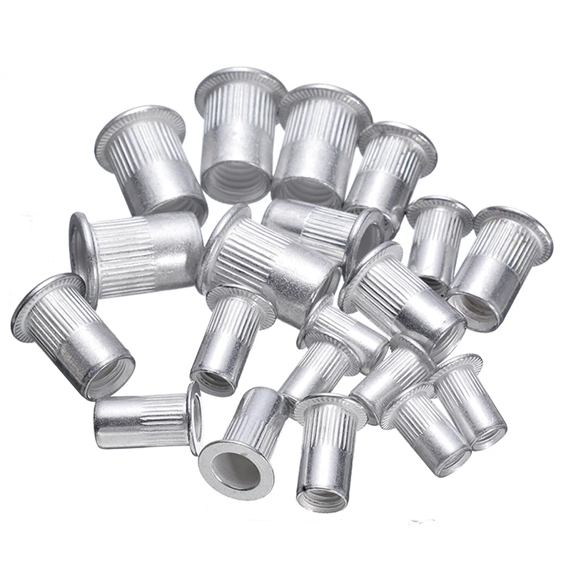 100pcs Steel Aluminum Rivet Nuts Kit Threaded Rivet Nut Inserts Rivnut Nutsert M3 M4 M5 M6 Mixed Kit Set Repairing Tools