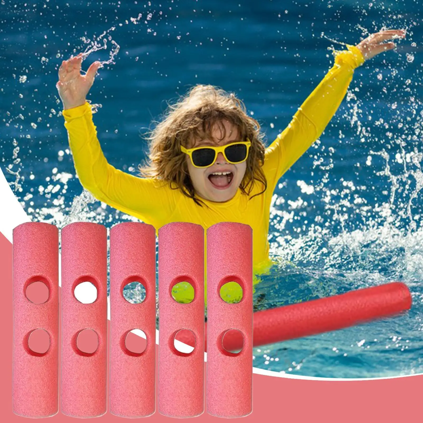 Conector flotante de fideos para natación, 5 piezas, fideos de espuma para piscina, juguetes deportivos y de ocio, accesorio para familia, jóvenes, adolescentes y niños