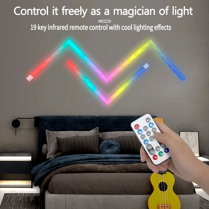 Intelligent Atmosphere Light APP Graffiti WiFi Infrared Control Music Pickup Light DIY Long Strip Spliceable RGB Slide Light Bar