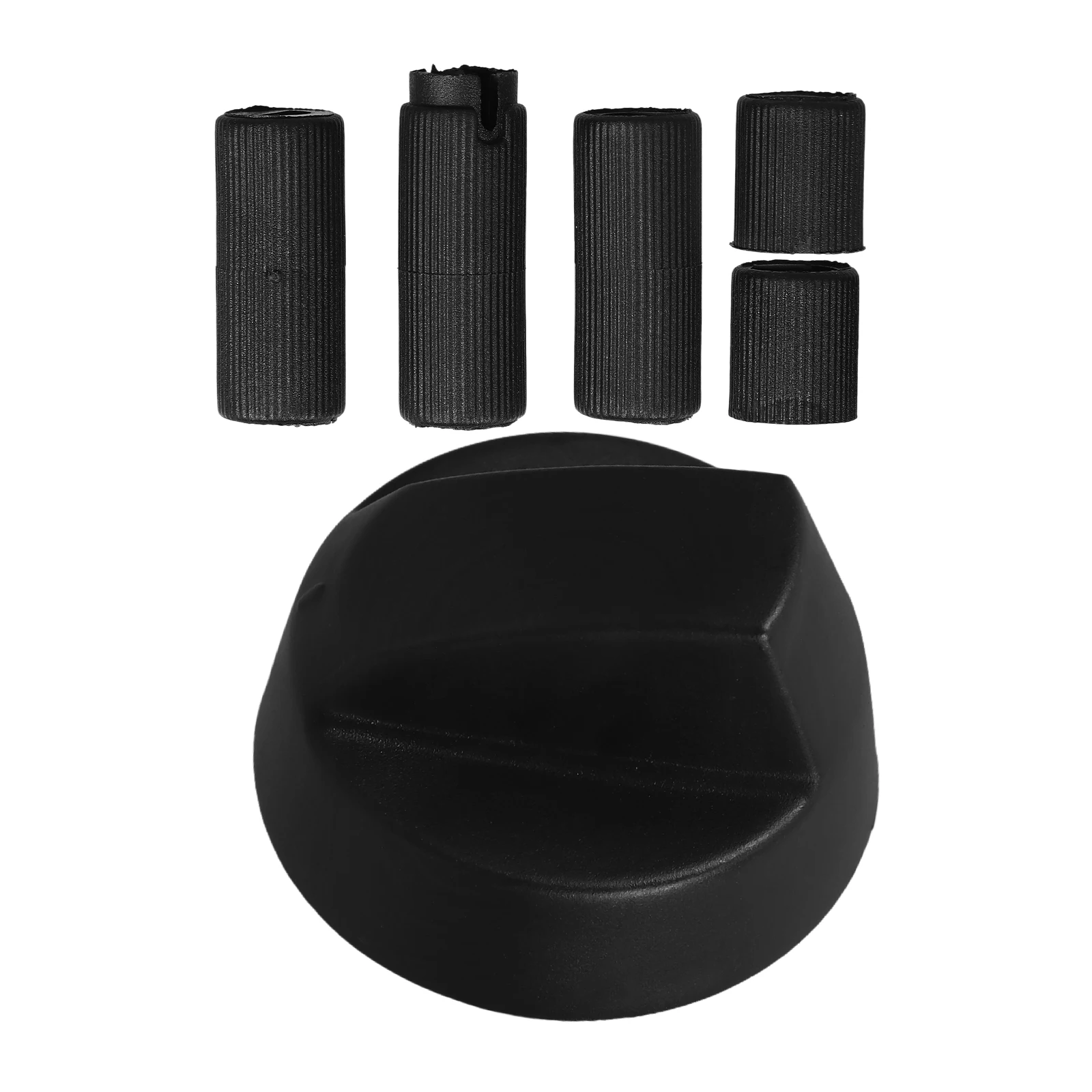 Black Universal Stove Oven Gas Grill Control Knobs 5 Adapters Heat Resistant Replacement For Timer Burner Bbq Range Compatible