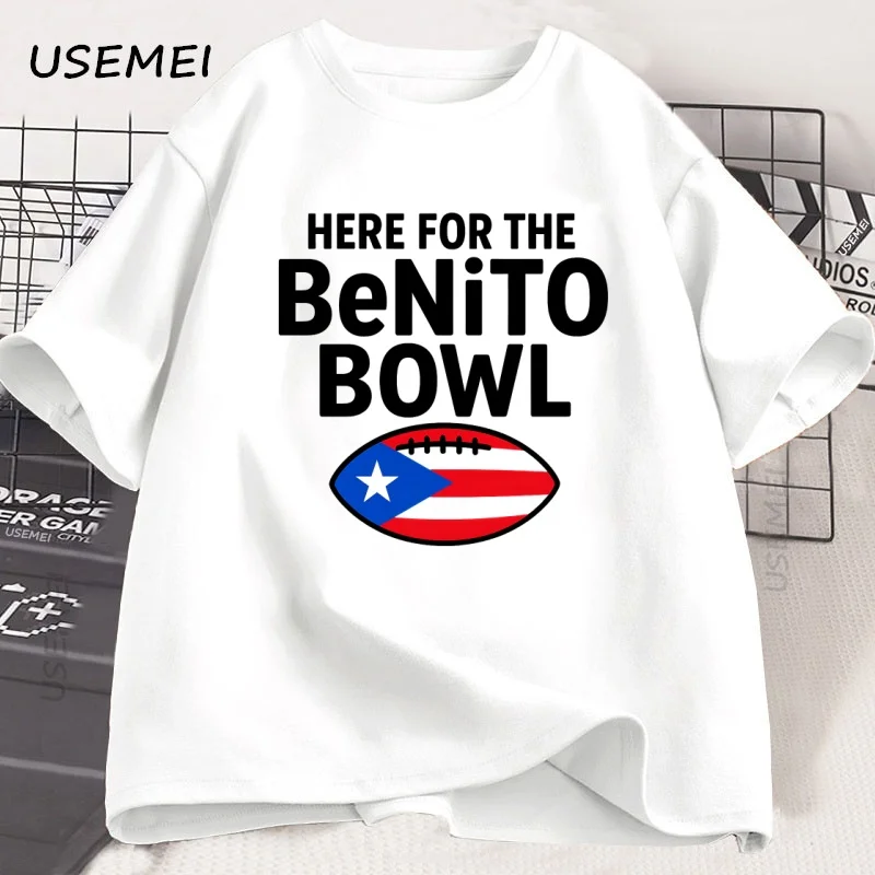 هنا لBeniito Bowl تي شيرت بورتوريكو لكرة القدم باد باني تي شيرت Superbowl نصف الوقت جرافيك تي شيرت ملابس قطنية