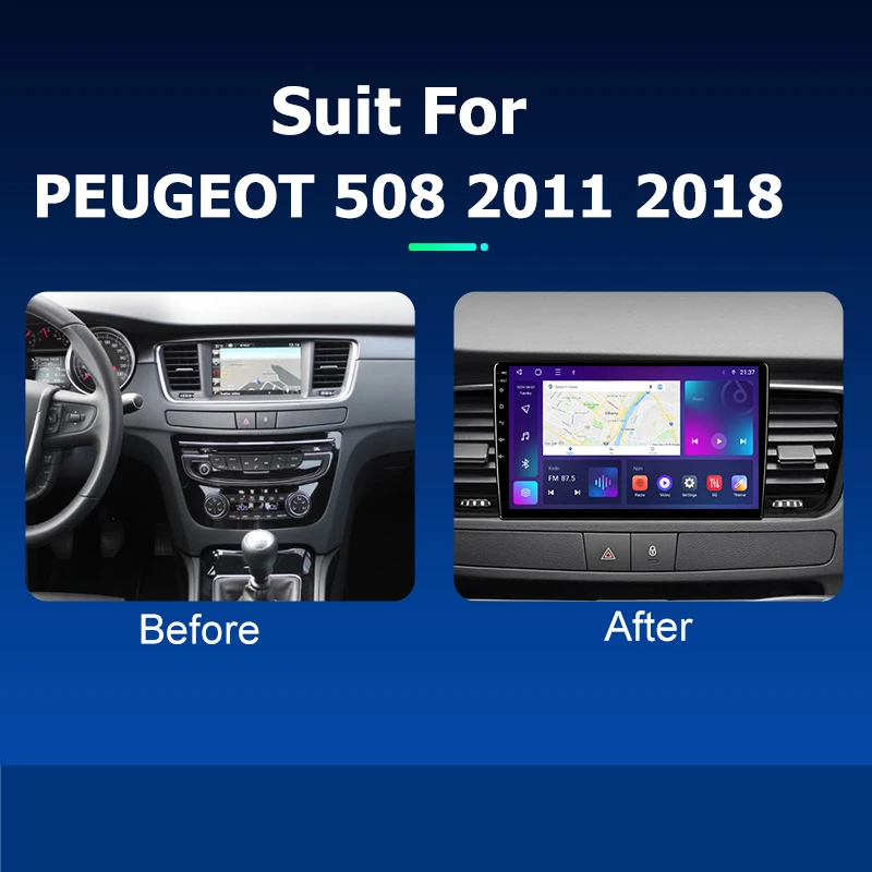 Android Car Radio GPS Navigation Multimedia Video Player for PEUGEOT 508 2011 2018 Stereo Tape Recorder Screen Carplay