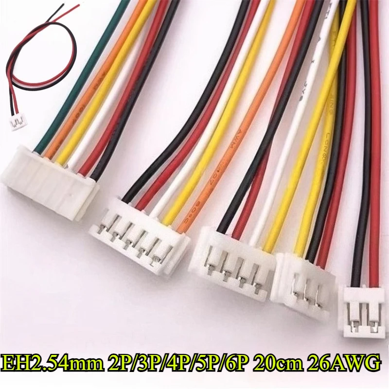 10/30/50 Teile/los EH2,54mm terminal draht pitch 2,54mm einzigen kopf 2P/3P/4P/5P/6P draht länge 20cm 26AWG elektronische linie stecker